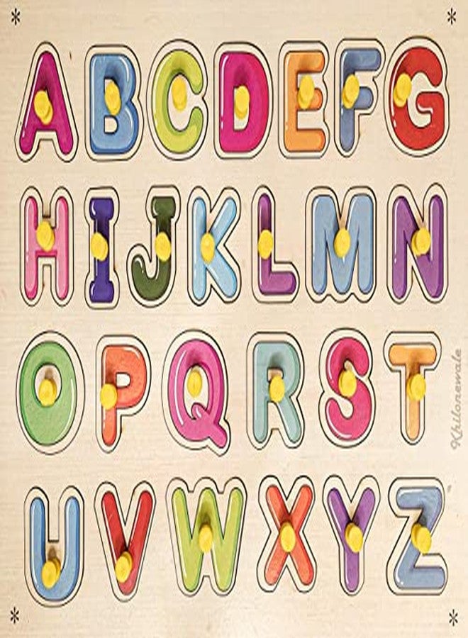 Khilonewale Kid's - Wooden Capital English A-Z Alphabets | Color Learning Educational Puzzle Board for Kids | Montessori Educational Learning Toy - Image 3